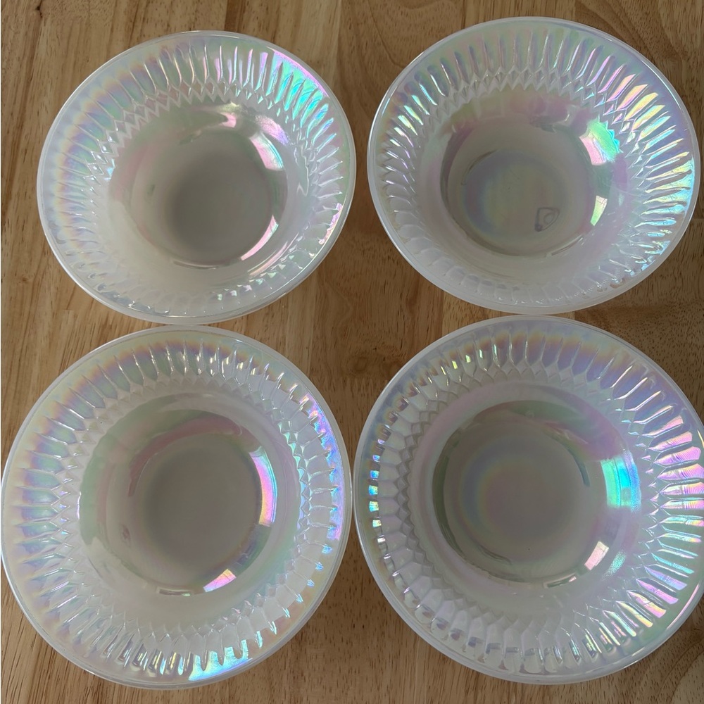 Moonglow (Iridescent) bowls by Federal Glass.  Set of 4